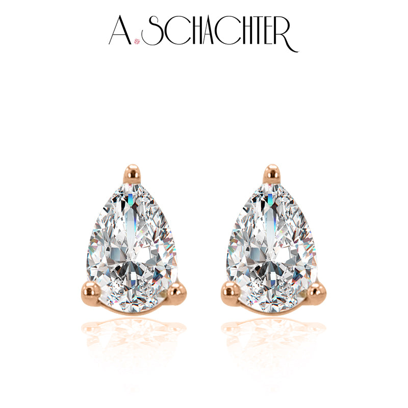 Petite Pear Diamond Studs(0.3 ct. Pear cut)