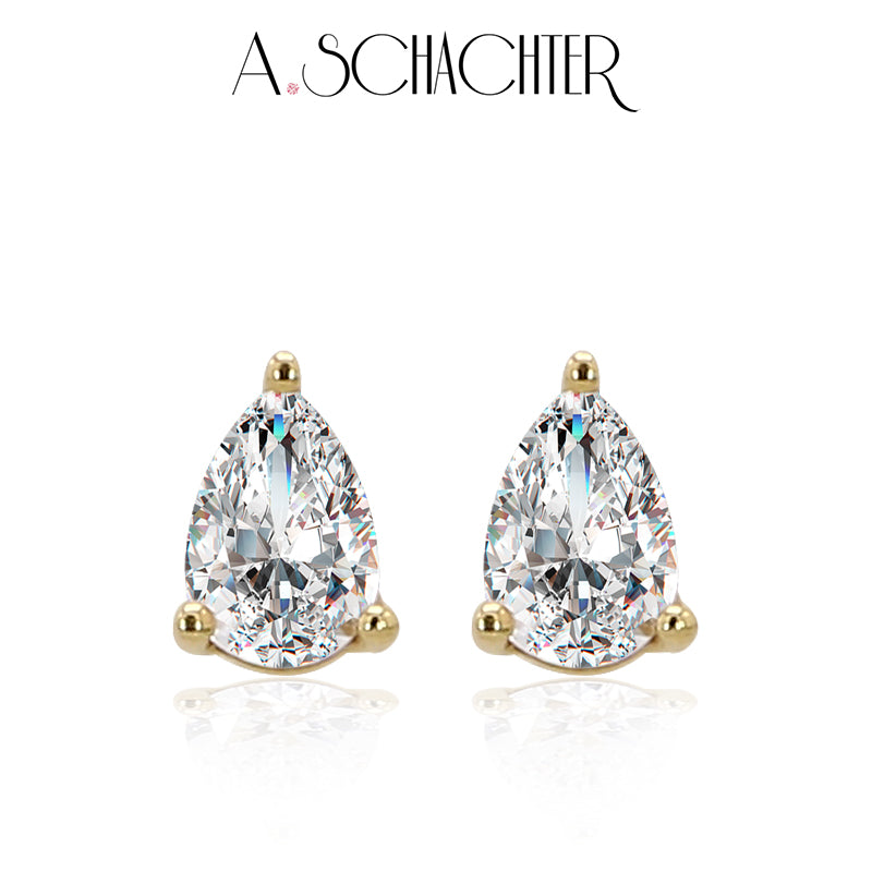 Petite Pear Diamond Studs(0.3 ct. Pear cut)