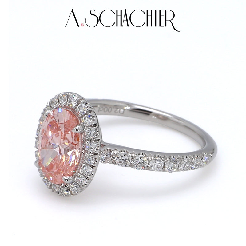 Elysian Pink Oval Diamond Halo Ring(2 ct. Oval cut)