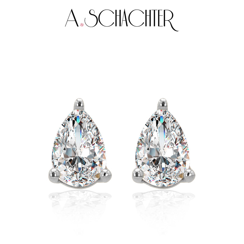 Petite Pear Diamond Studs(0.3 ct. Pear cut)
