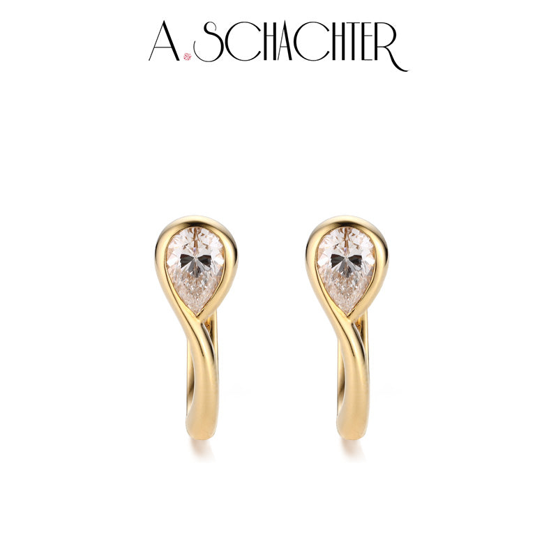 Infinity Pear Hoop Earrings(1.075 ct. a pair Pear cut)