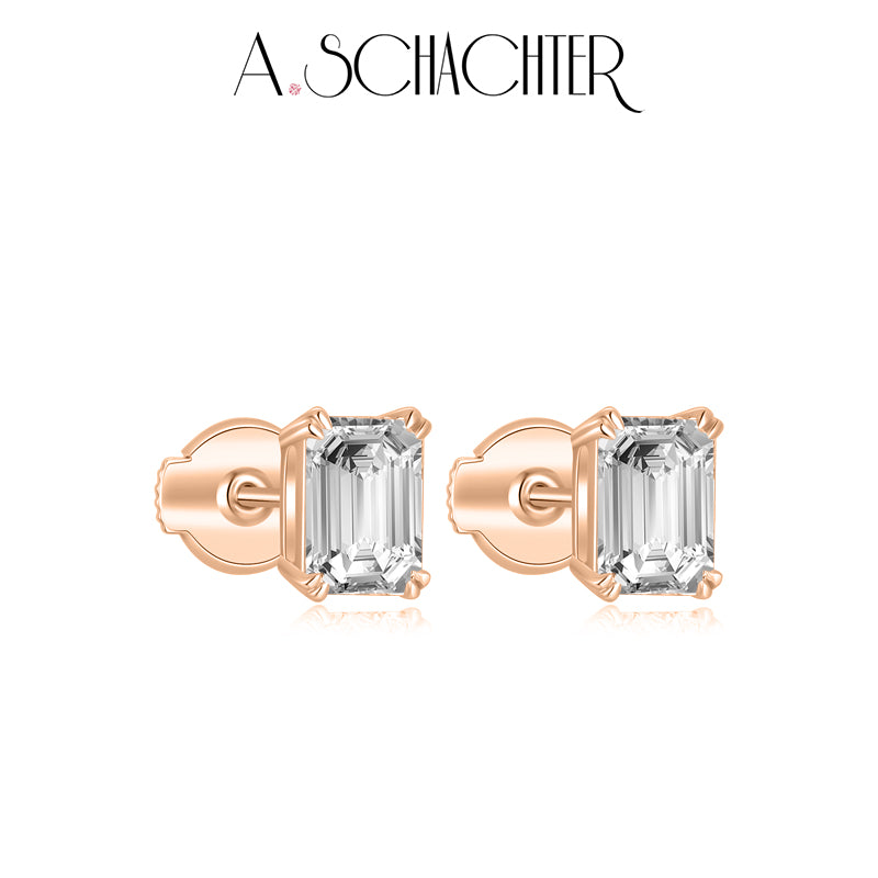 Classic Emerald-Cut Diamond Studs (1.03 ct. Emerald cut)
