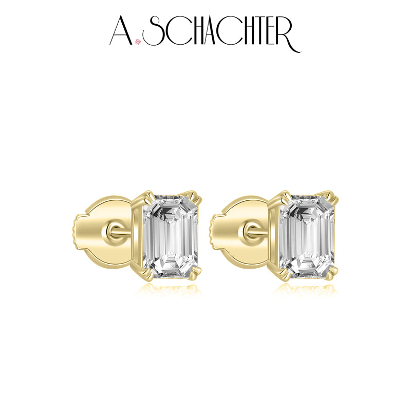 Classic Emerald-Cut Diamond Studs (1.03 ct. Emerald cut)