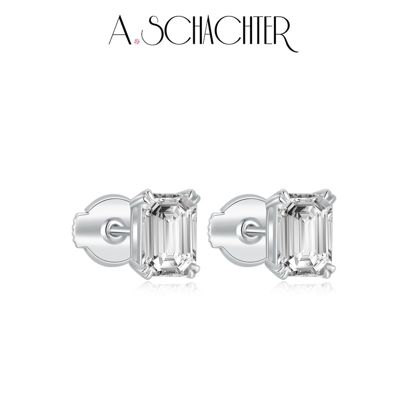 Classic Emerald-Cut Diamond Studs (1.03 ct. Emerald cut)