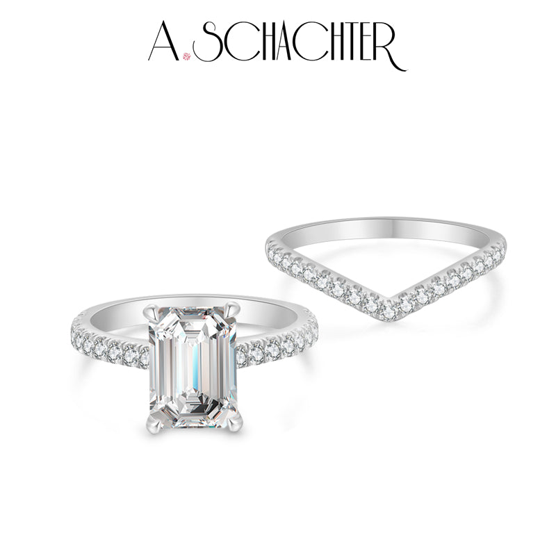Prism Aurora Ring Set (2 ct. Emerald cut)