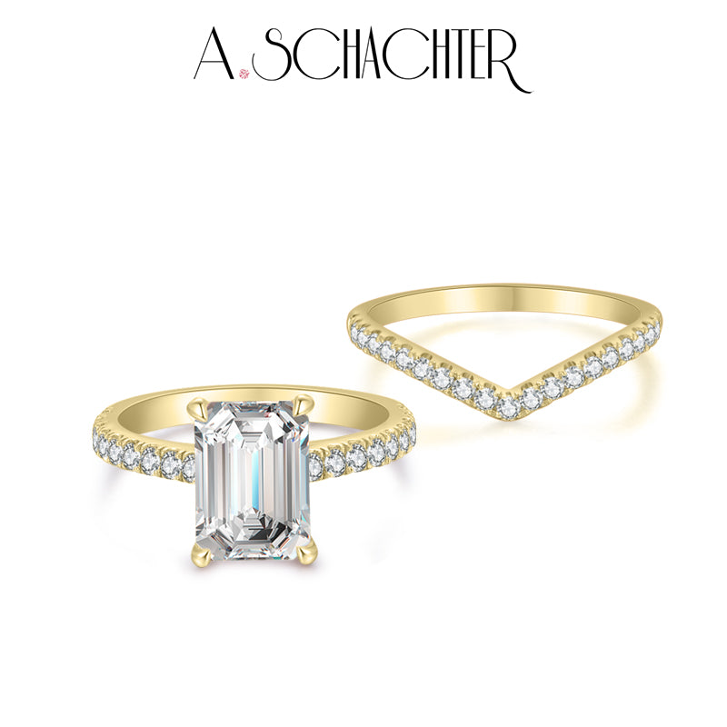 Prism Aurora Ring Set (2 ct. Emerald cut)