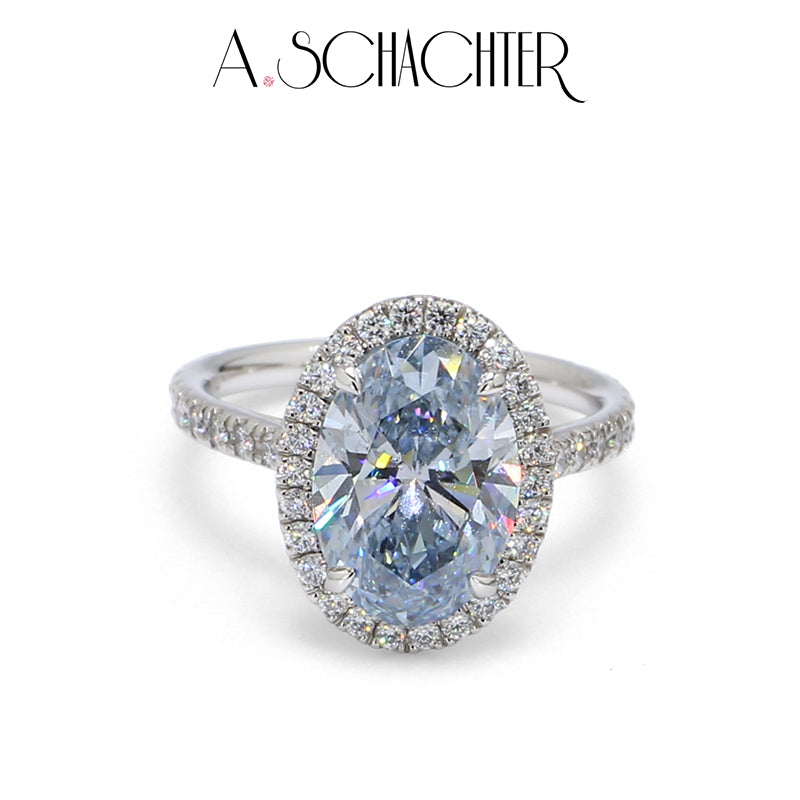 Grand Ocean Oval Halo Diamond Ring (3 ct. Oval cut)
