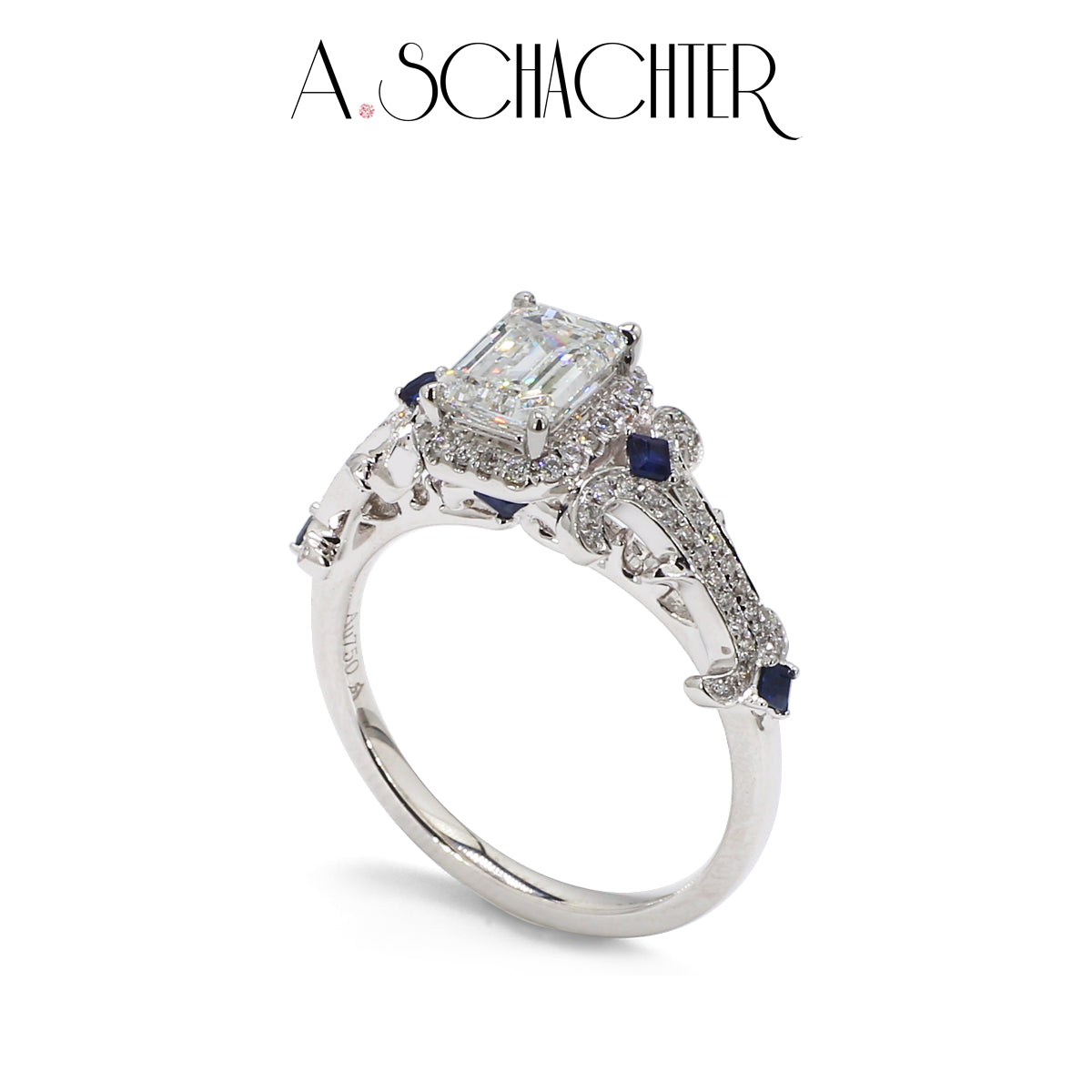 Saphir-Serenadenring (1 Karat Diamant im Smaragdschliff)
