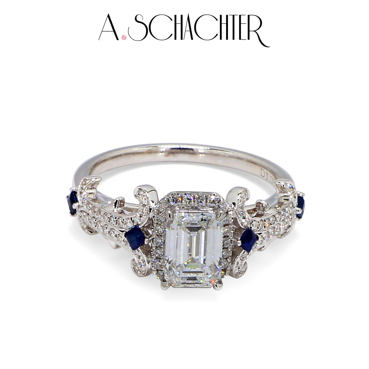 Saphir-Serenadenring (1 Karat Diamant im Smaragdschliff)