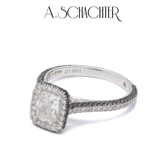 Noir & Lumière Halo Ring (1 ct. Cushion cut)