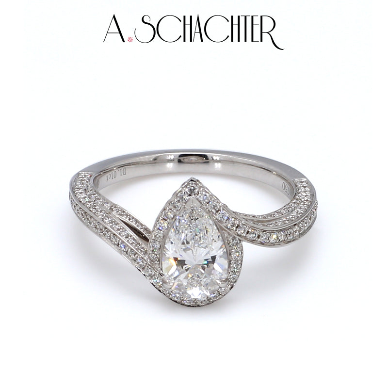 Elysian Pear Halo Diamond Ring (1.01 ct. Pear cut)