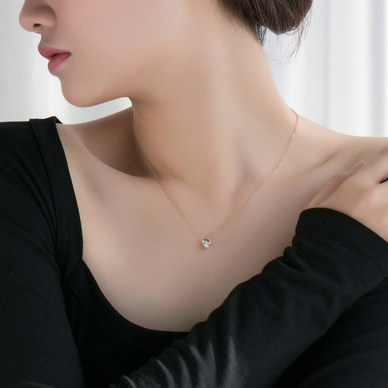 Classic Bezel Diamond Necklace (0.2 ct. round cut)