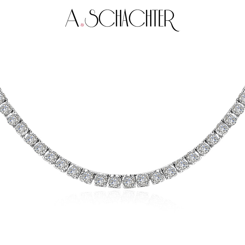 Classic Tennis Diamond Necklace ( 0.1ct* 125 Stones. 12.37 ct. Round cut)