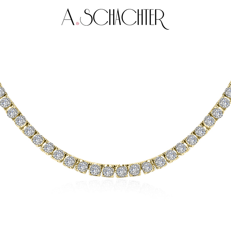 Classic Tennis Diamond Necklace ( 0.1ct* 125 Stones. 12.37 ct. Round cut)