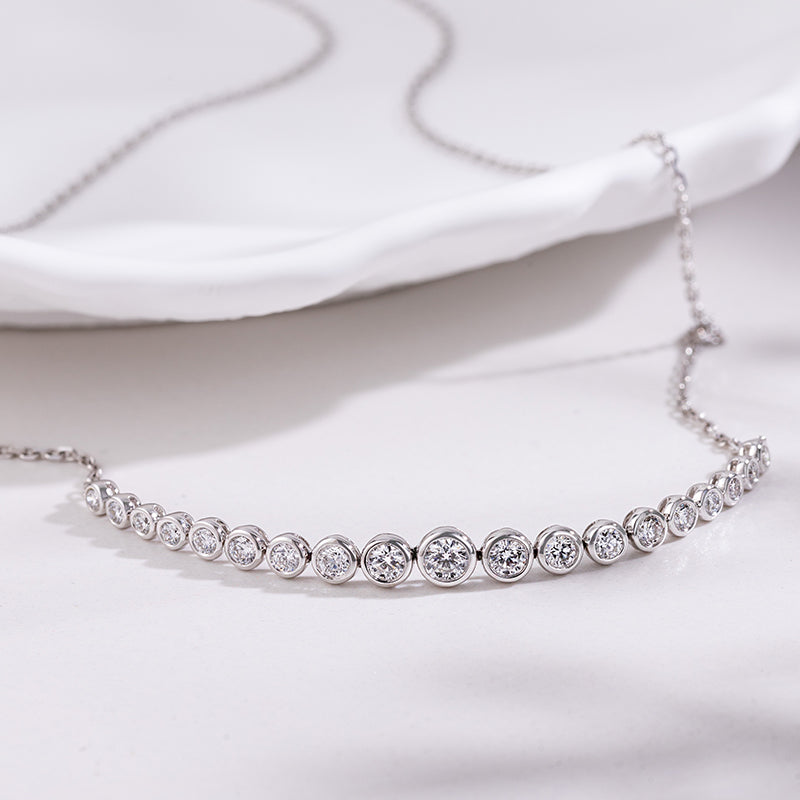 Cascade Bezel Diamond Necklace 19 Stones. 0.78 ct. Round cut)