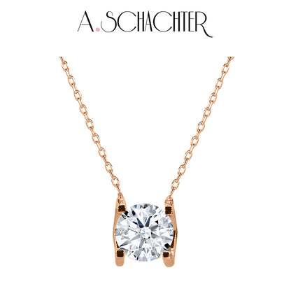 Luminous Grace Solitaire Necklace（1 ct. Round cut)