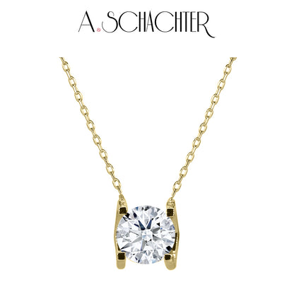 Luminous Grace Solitaire Necklace（1 ct. Round cut)