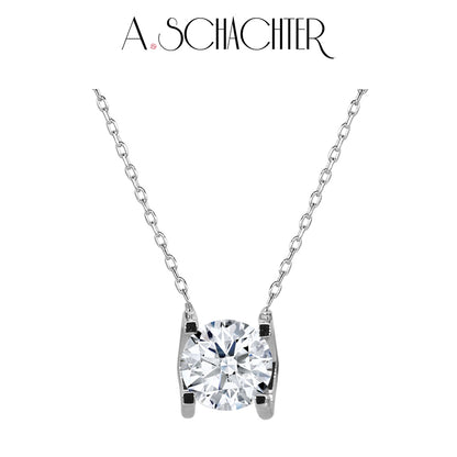 Luminous Grace Solitaire Necklace（1 ct. Round cut)