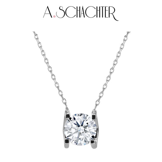 Luminous Grace Solitaire Necklace（1 ct. Round cut)
