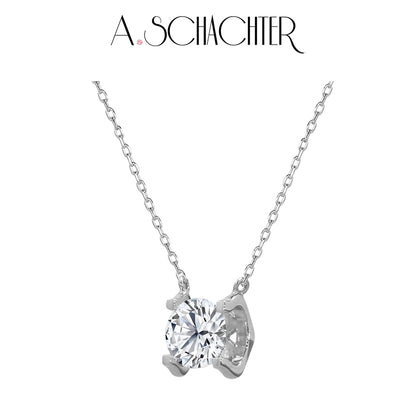 Luminous Grace Solitaire Necklace（1 ct. Round cut)