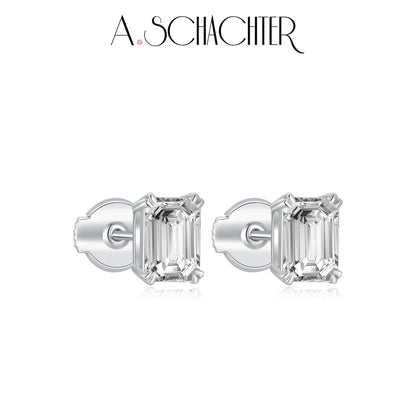 Classic Emerald-Cut Diamond Studs （1.03 ct. Emerald cut)