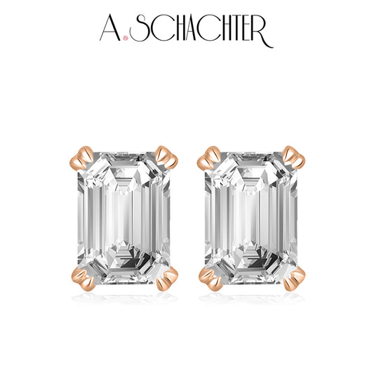 Classic Emerald-Cut Diamond Studs （1.03 ct. Emerald cut)