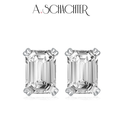Classic Emerald-Cut Diamond Studs （1.03 ct. Emerald cut)