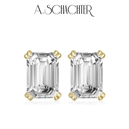 Classic Emerald-Cut Diamond Studs （1.03 ct. Emerald cut)