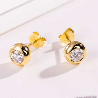 Classic Bezel Diamond Stud Earrings. （0.2 ct. Round cut)