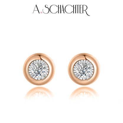 Classic Bezel Diamond Stud Earrings. （0.2 ct. Round cut)