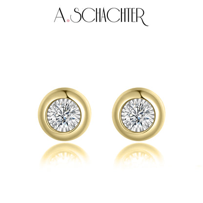 Classic Bezel Diamond Stud Earrings. （0.2 ct. Round cut)