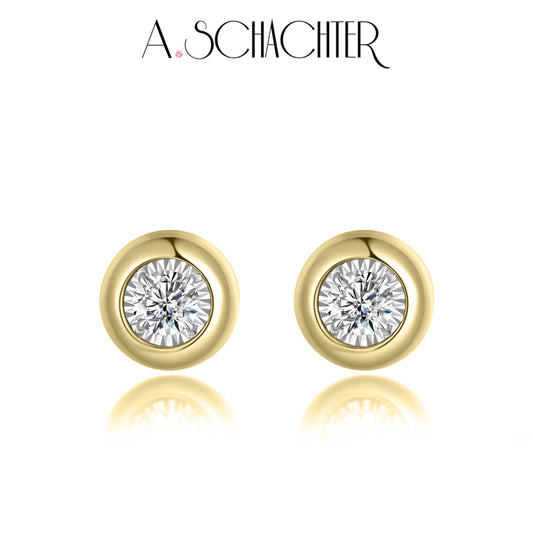 Classic Bezel Diamond Stud Earrings. （0.2 ct. Round cut)