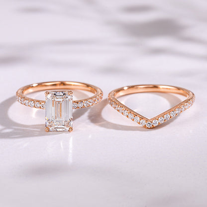 Prism Aurora Ring Set （2 ct. Emerald cut)