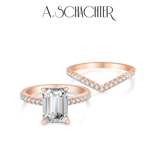 Prism Aurora Ring Set （2 ct. Emerald cut)