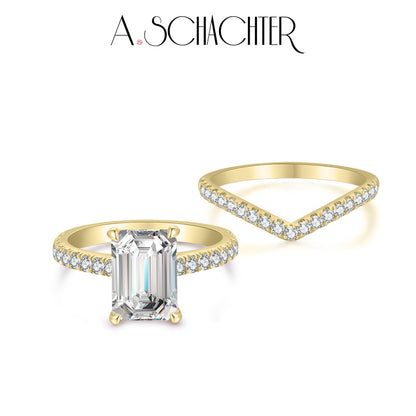 Prism Aurora Ring Set （2 ct. Emerald cut)