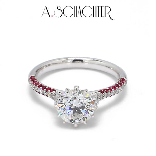 Crimson Radiance Solitaire Ring （1.5 ct. Round cut)
