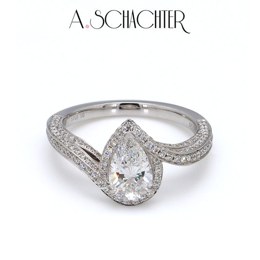 Elysian Pear Halo Diamond Ring （1.01 ct. Pear cut)