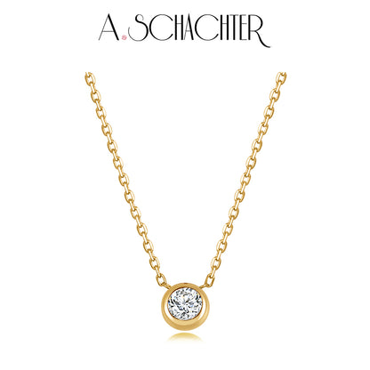 Classic Bezel Diamond  Necklace （0.2 ct. round cut)