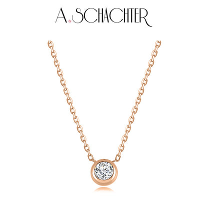 Classic Bezel Diamond  Necklace （0.2 ct. round cut)