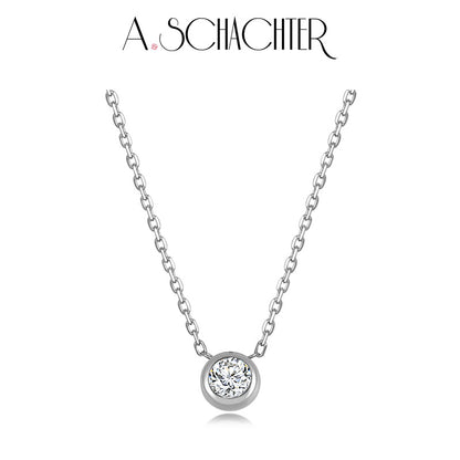 Classic Bezel Diamond  Necklace （0.2 ct. round cut)