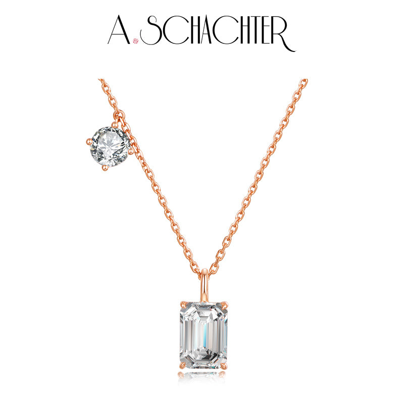 Sparkling Duo Necklace （2 ct. emerald cut)