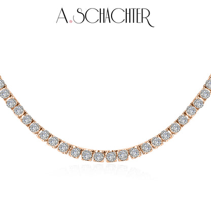 Classic Tennis Diamond Necklace （ 0.1ct* 125 Stones. 12.37 ct. Round cut)