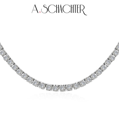 Classic Tennis Diamond Necklace （ 0.1ct* 125 Stones. 12.37 ct. Round cut)