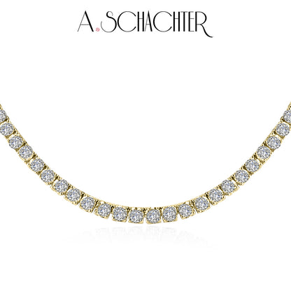 Classic Tennis Diamond Necklace （ 0.1ct* 125 Stones. 12.37 ct. Round cut)